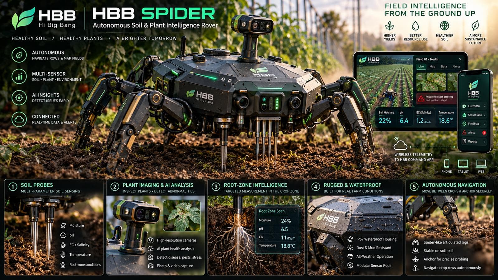 HBB Spider supplied concept artwork showing the rover and proposed field capabilities